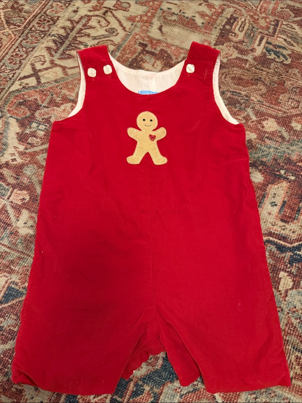 Red Toddler Corduroy Gingerbread Romper - Kids Bottoms